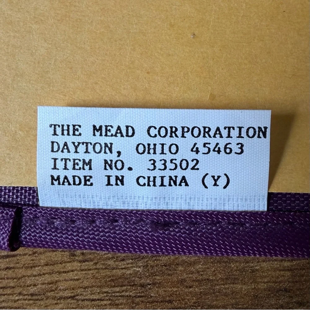 1997 Mead Five Star First Gear Vintage Purple Nylon Notebook Folio Case 2-Pocket